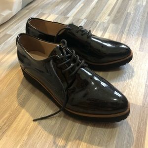 Black oxford wedge shoes